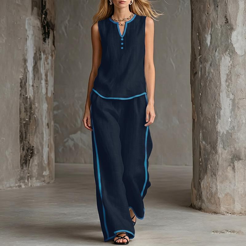 

ZANZEA Women Sleeveless Vest Tops and Long Pants Casual Two Piece Suit Sets 2XL Темно-синій