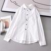 Embroidered Women's Shirt Turndown Collar Single Breasted Buckle Floral Pattern Woman Blouse Spring Minimally Casual Famale Oversized Top