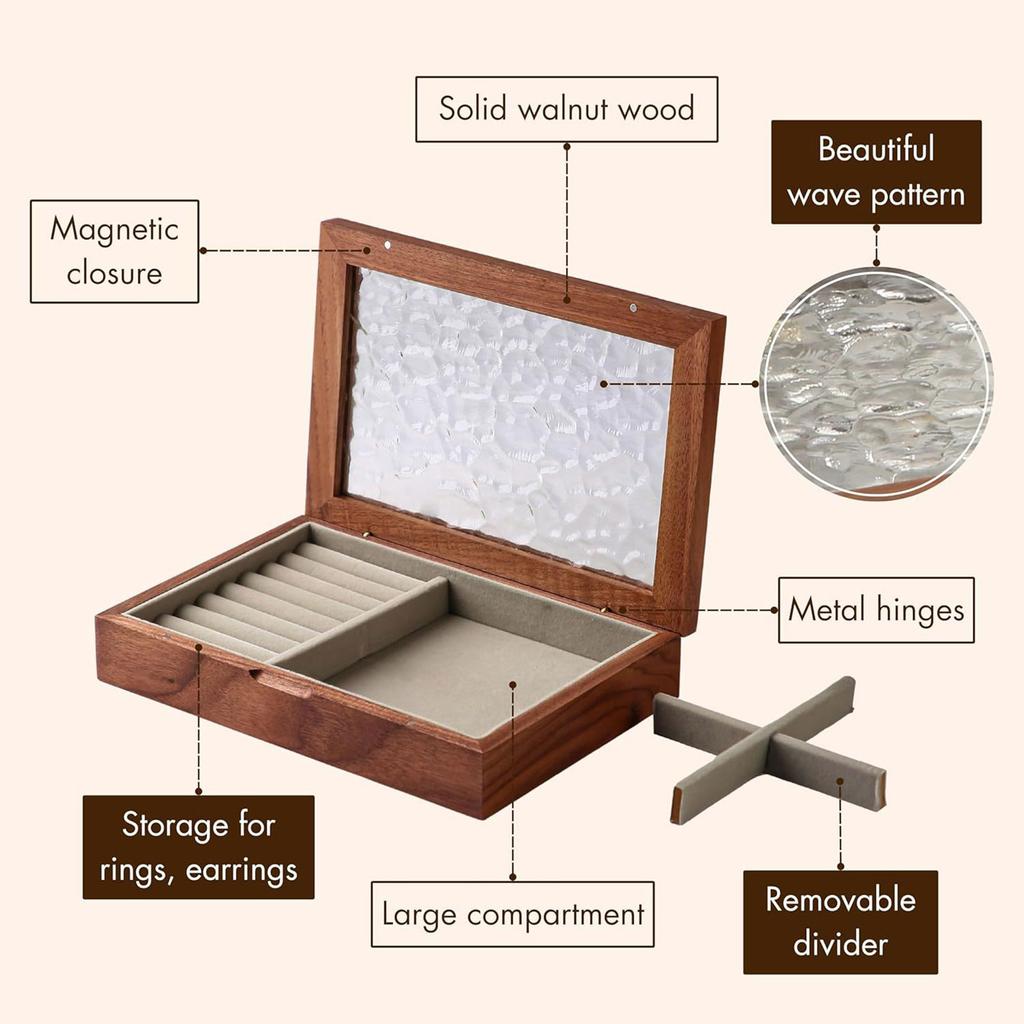 Sophisticated Wood Jewelry Casket Easy to Use with Organized Home Accessory for Various Trinkets Decoration Organization