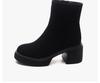 Women's Chunky Heel Ankle Boots - Matte Sheepskin, Thick Sole, Round Toe, Versatile for Autumn and Winter