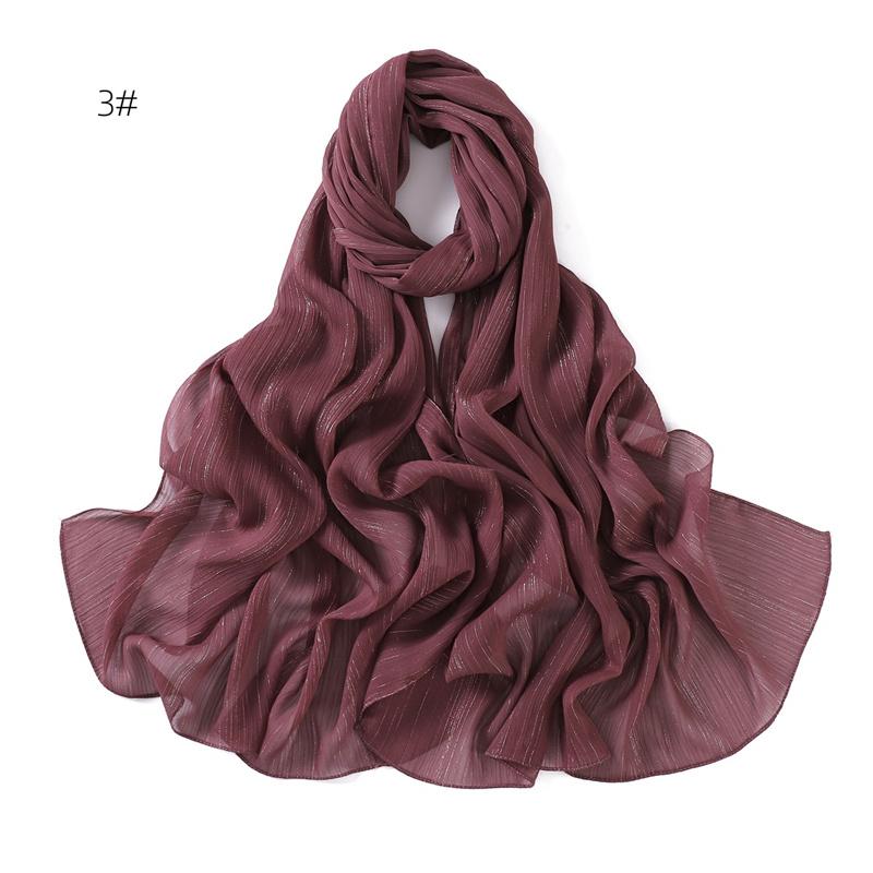 Plain Silver Glitter Shimmer Bubble Chiffon Hijab Sparkle Veil Ramadan Shawls Beach Headscarf Bufandas Muslim Headband 175*70Cm