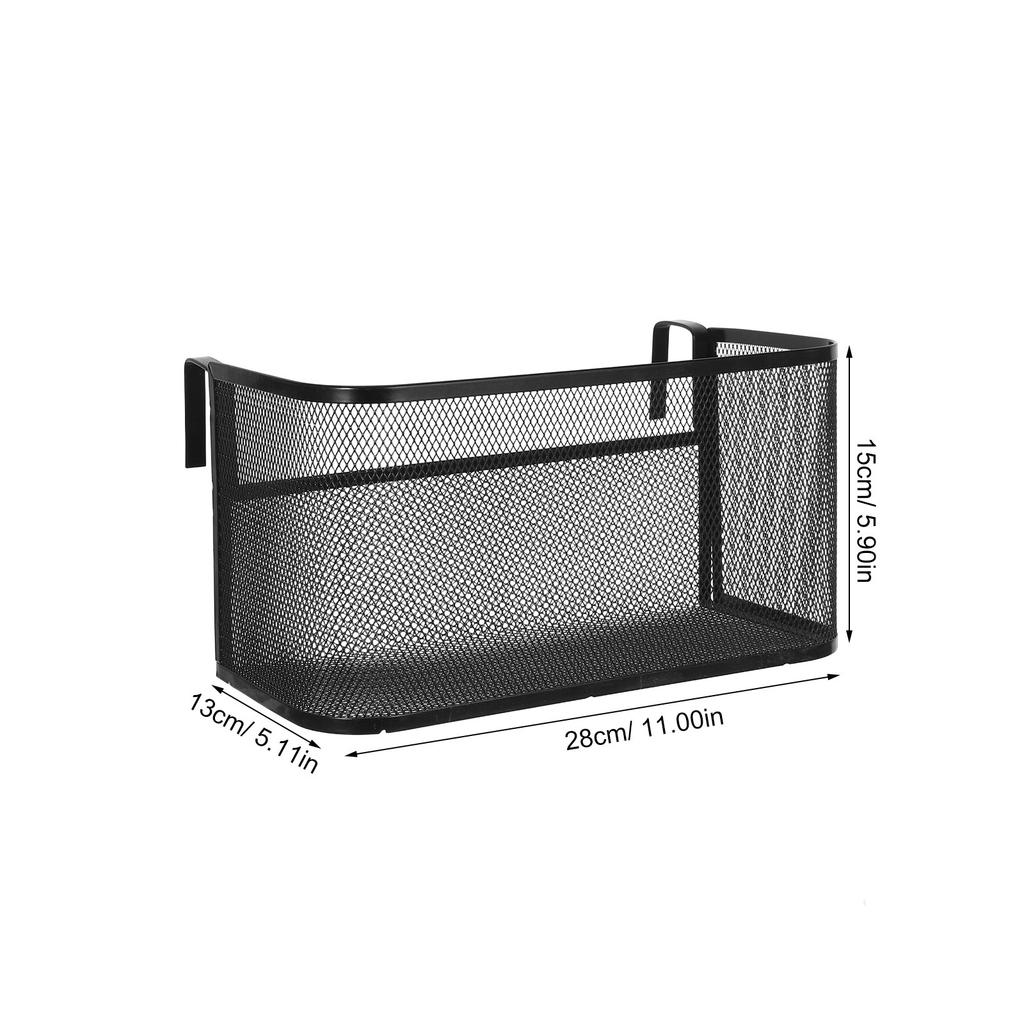 Metal Dorm Bedside Hanging Basket Black Bed Shelf Organizer for Phone Books Remote Control Dorm Room Storage Caddy