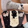 Cartoon Kitten Plush Mid-calf Socks, Girls' Pile Socks, College-style Cotton Socks, Cute Outfit Polka Dot Cat Socks