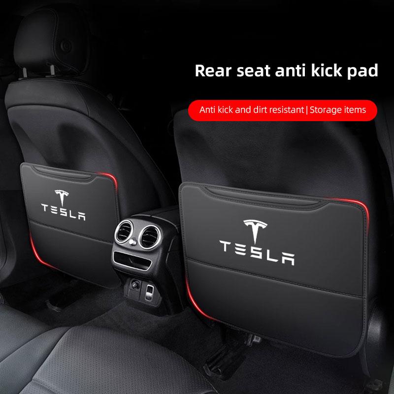 Auto Interior For Tesla Model 3 Y S X Cybertruck Coil Highland Car Seat Back Anti Kick Protectors Cover Mat Leather Seatback Pad