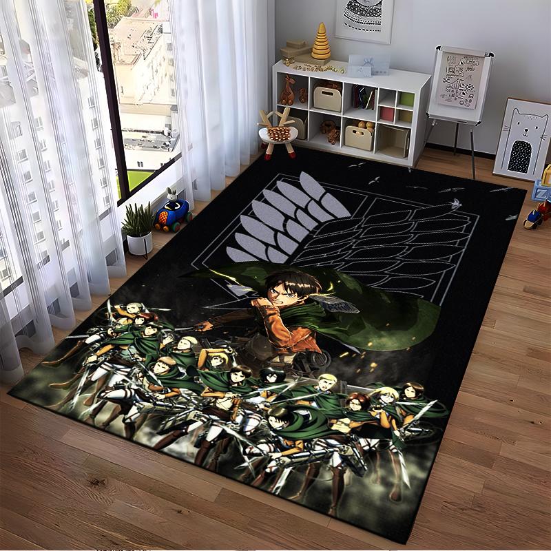 "Attack On Titan Themed Carpet with Survey Corps and Wings Design" Suitable for Use As an Anti-slip for Living Room Bedroom Sofas