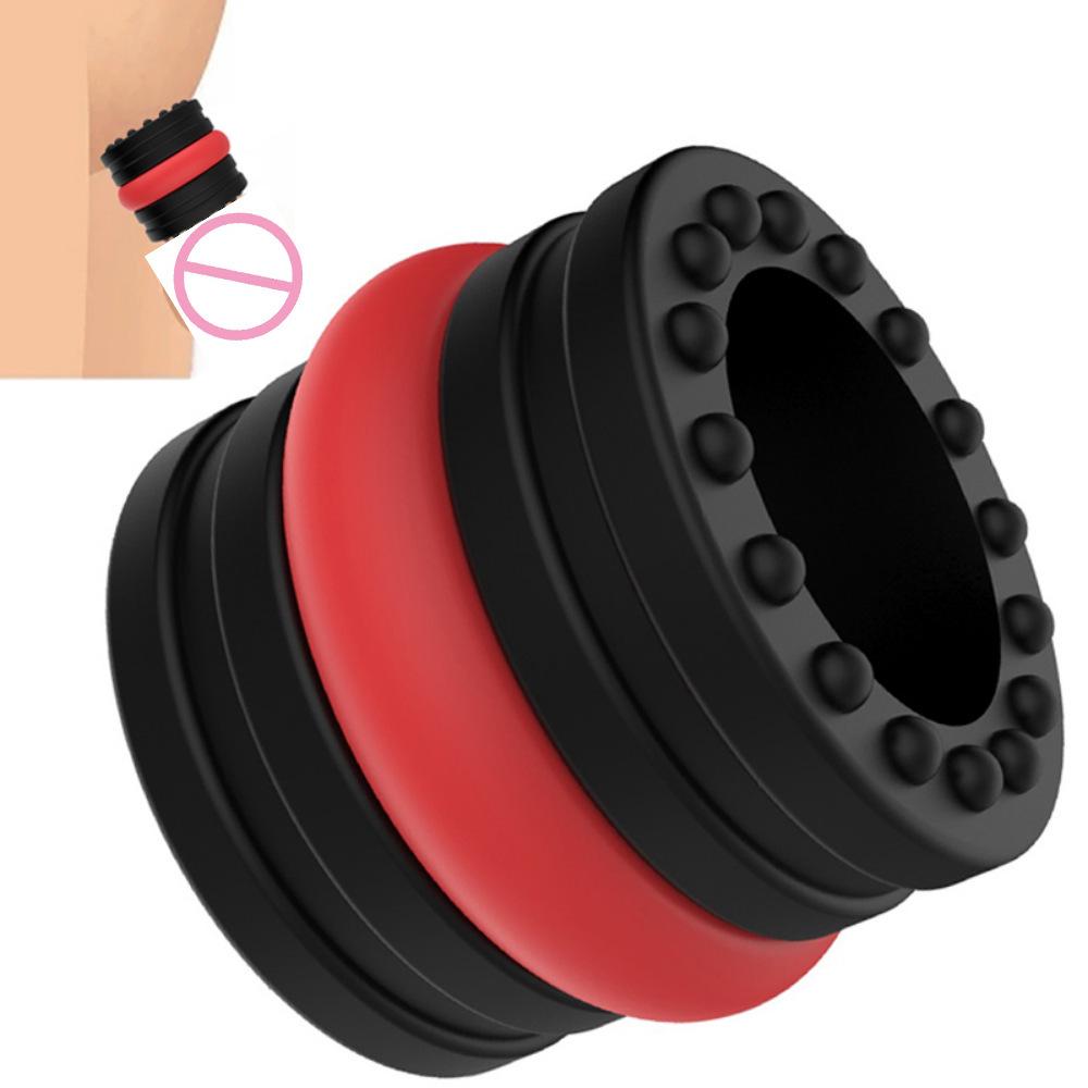Red Lock Ring Iron Man Shaped Wearable Penis Sleeve