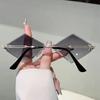 y2k Rimless Irregular Rhombus Sunglasses Women For Men Vintage Sun Glasses Luxury Brand Designer Punk Popular Hip Hop Pink Shade