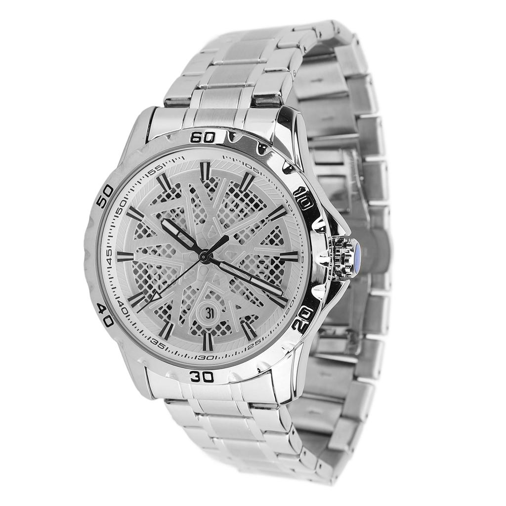 Men Wrist Watch Quartz Movement Zinc Alloy Bezel Stainless Steel Belt Waterproof Analog Display