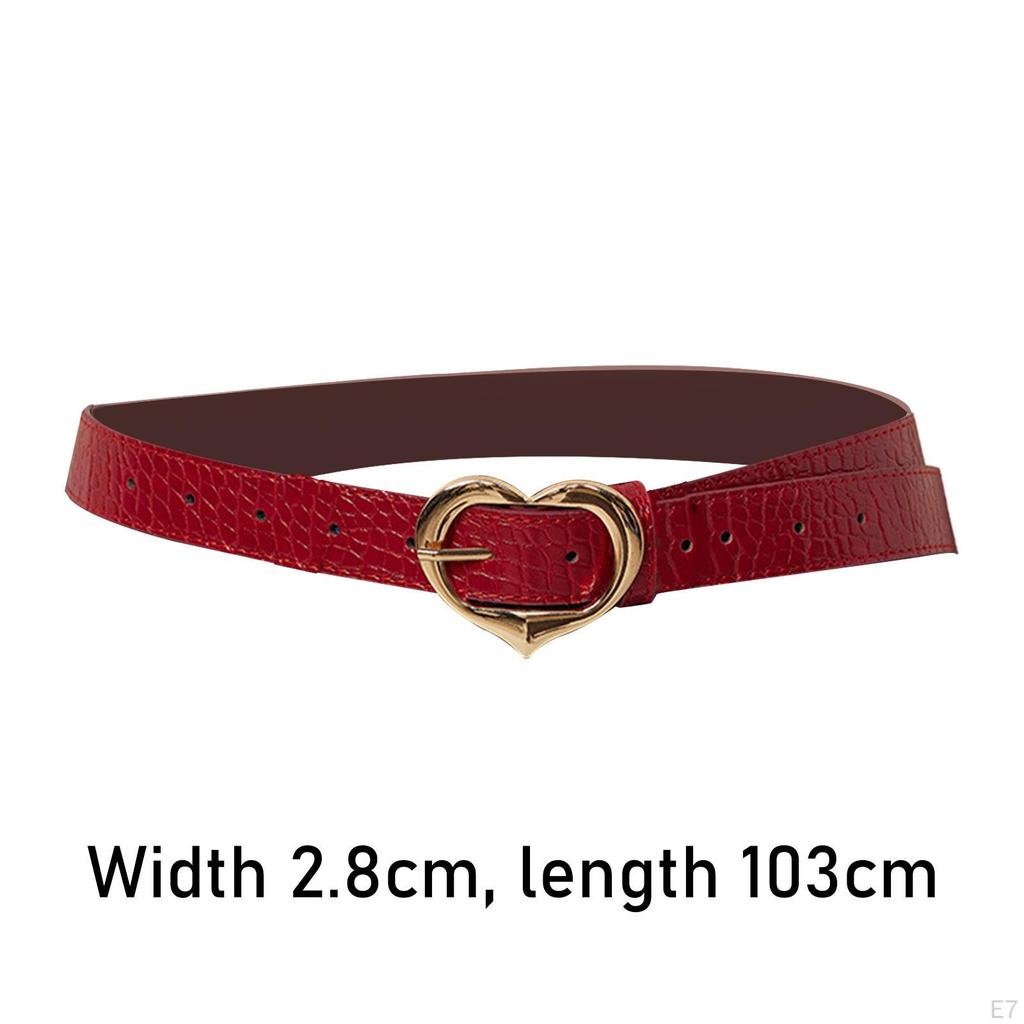 Belt, PU Leather Heart Buckle, Retro-single Girdle, Stylish Waistband, Decorative Belt for