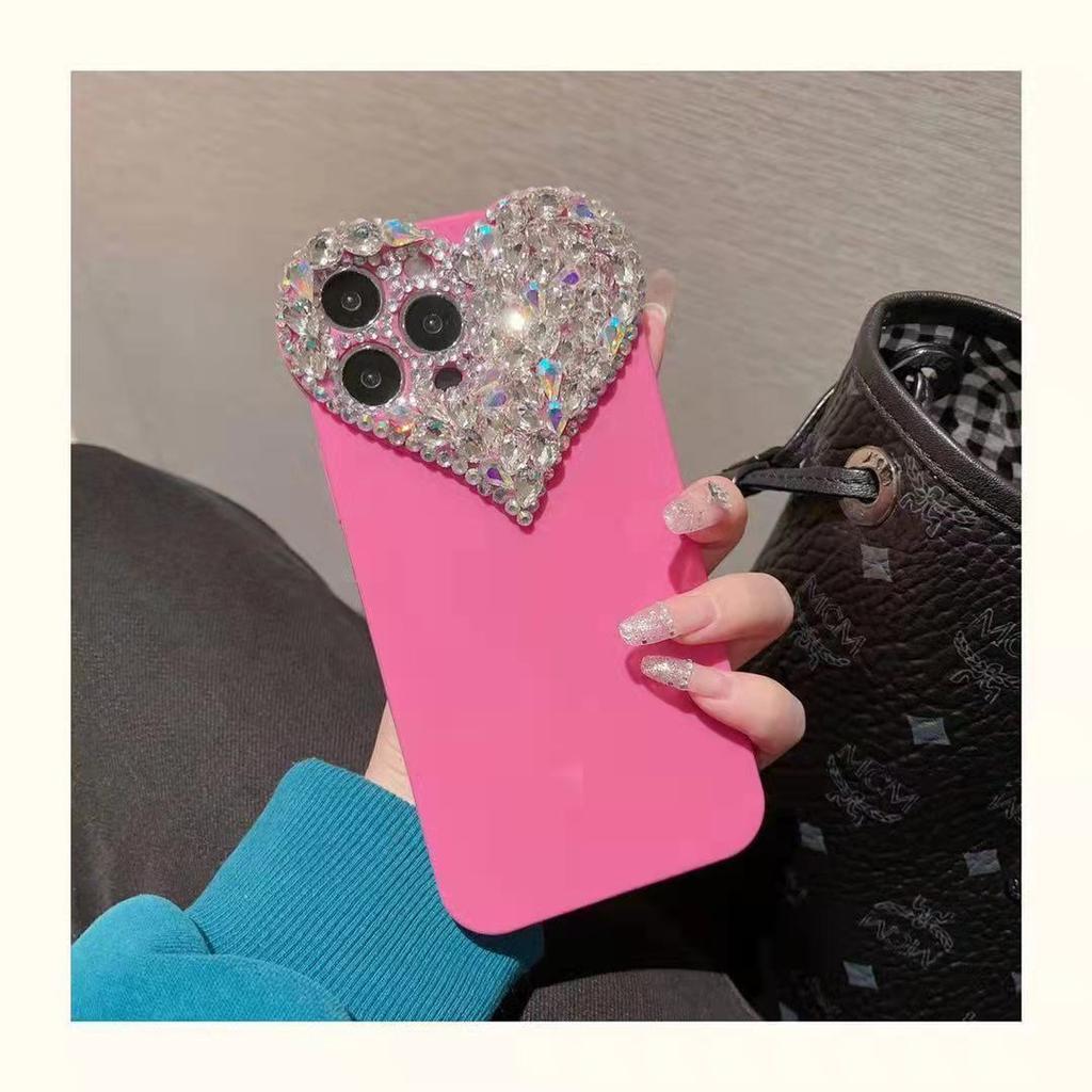 Applicable To Apple 16pro Mobile Phone Case IP13 Love Gem 12pro 11omax Silicone Diamond Set Soft Shell Xsmax