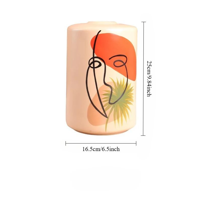 Nordic Ins Hand-painted Ceramic Vase Ornaments Home Living Room Foyer Abstract Art Decoration Creative Flower Arrangement Tool