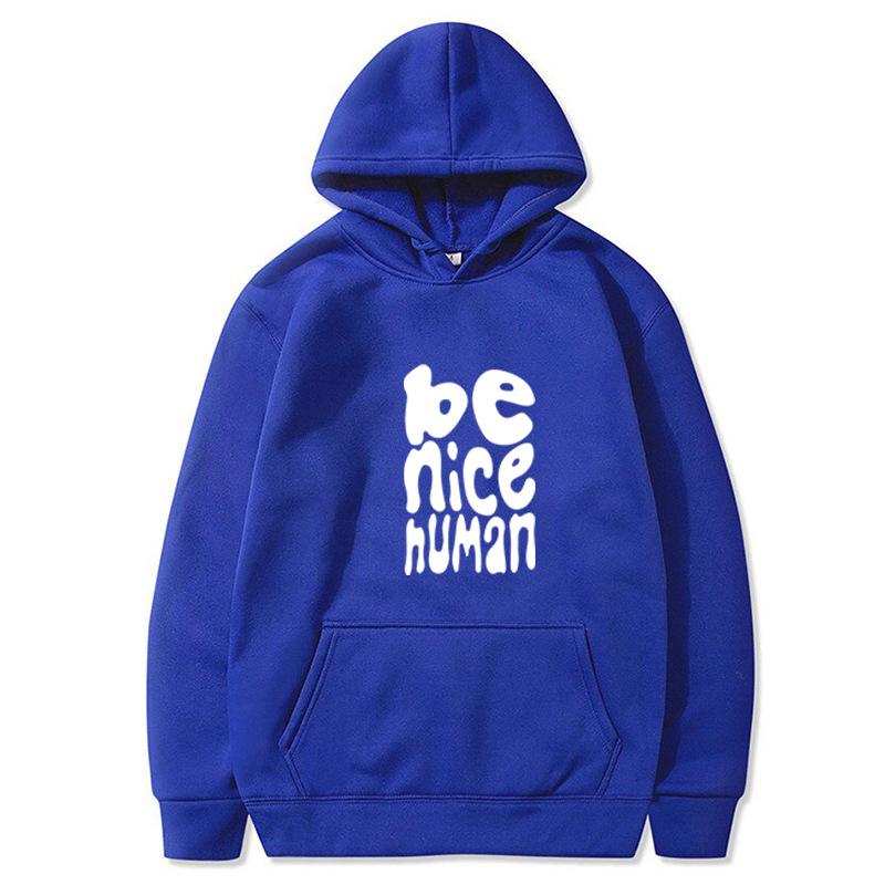 Autumn Winter 2023 Anime 'Be Nice Human' Plus Size Cartoon Pullover Hoodie