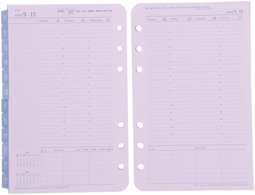 Franklin Planner Refill Kit, Weekly Spread, 2025, January Start, 12-Month Edition, Compact Size, 86355