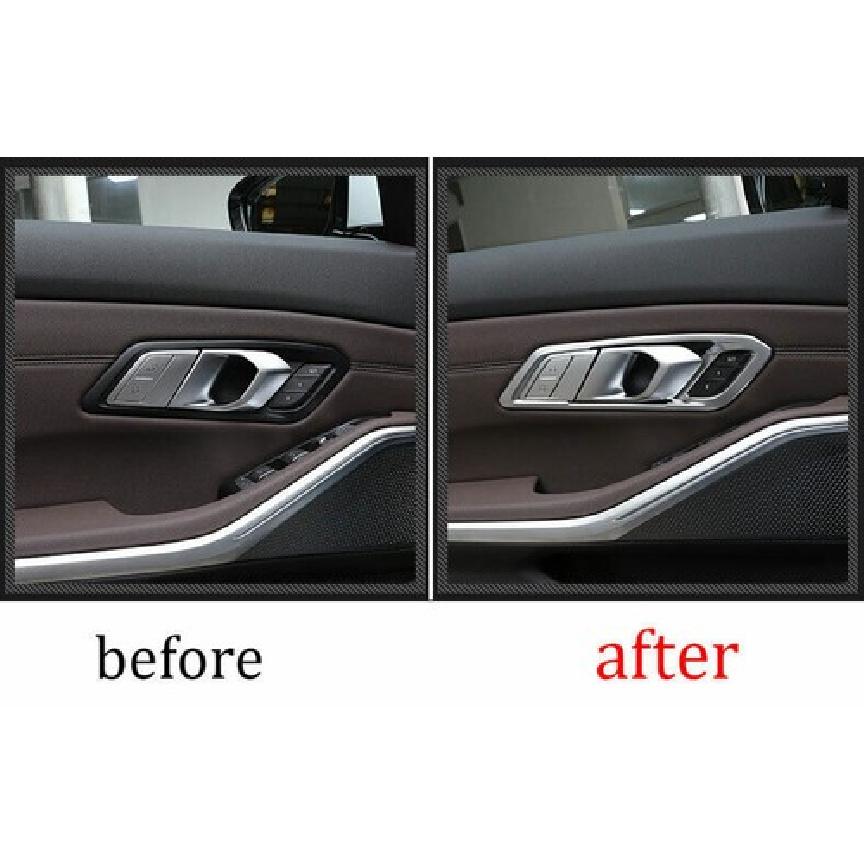 For BMW 3-Series G20 - Matte Silver Inner Door Handle Bowl Decor Trim 4*