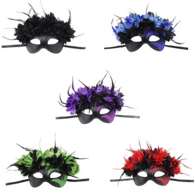 Gefiederte Maskenballmaske Halloween-Party Augenmaske Halbgesichtsmaske für Damen Cosplay Maskenball Dekoration Brillen