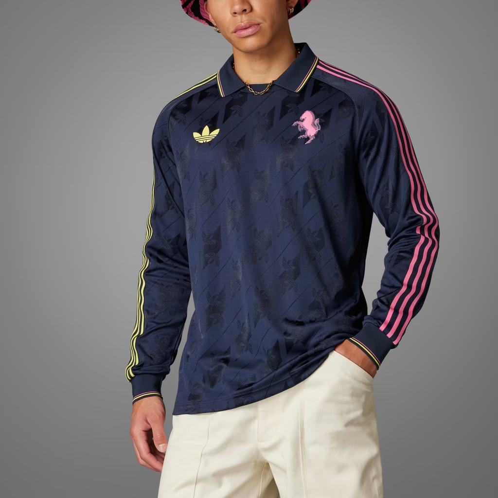 Adidas Originali Lfstlr FW24 Maglia Polo Juventus Stampa Manica Lunga Maglia da Calcio Uomo jersey Legend-Ink IT3851