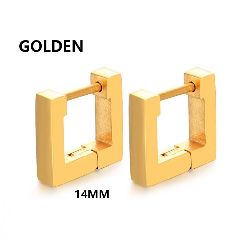 1 Pair Unisex Punk Rock Geometric Triangle Stainless Steel Earrings Women Men Piercing Push-Back Clip Ear Rings Party Zircon