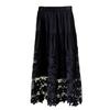Lace Crochet A-Line Midi Skirt Hollow Patchwork Half Skirt Versatile Designer Women's Skirt JM2619