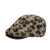 Pu Leather Brim Leopard Print Berets Keep Warm Women Newsboy Caps Retro Lamb Wool Berets Hat  Girl