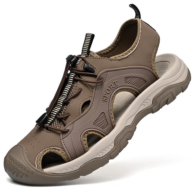 2025 Large Size Baotou Casual Men's Beach Leather Sandals Summer Outdoor Breathable Traceability Leather Men's Sandals