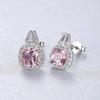 Morganite Pink Stud Earrings Cute 925 Sterling Silver Aesthetic Crystal Stone Earring For Girls Dainty Female Jewelry Gift