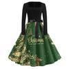 Women's Casual Retro Square Neck Dress with Halloween Print for Party and Daily Wear