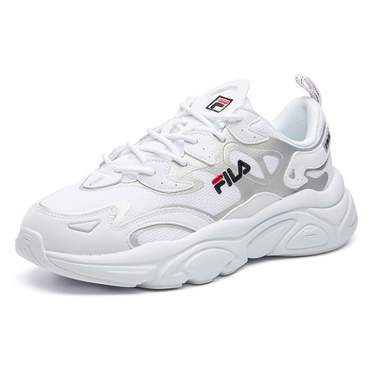 FILA Mars Mesh Fabric Round Toe Lace-Up Durable Breathable Low-Top Casual Shoes Men sneaker White F12M041117FWS