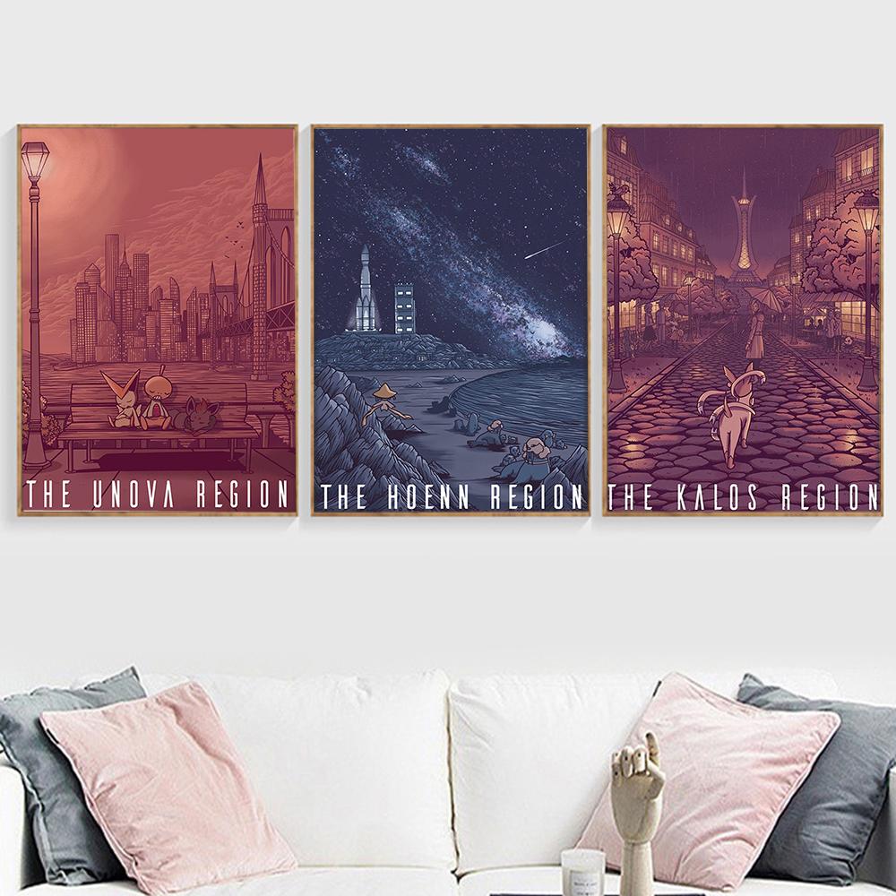 Anime Video Game Inspired Travel Poster And Prints Landscape Canvas Painting Print Wall Art Pictures Home Decor Christmas Gift