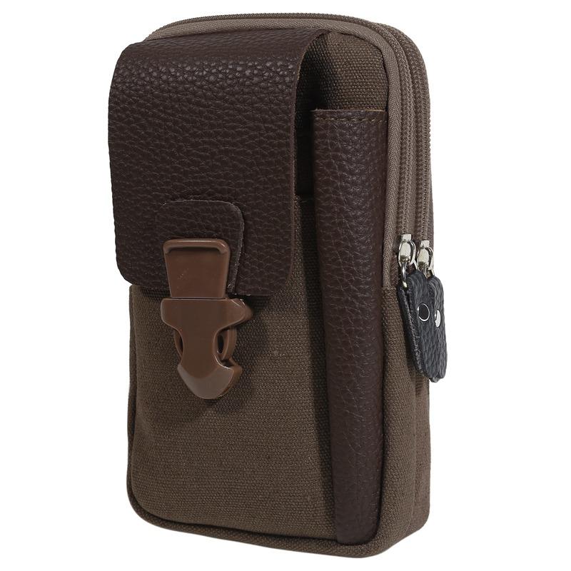 Casual Men Waist Bag Small Solid Color Zipper Fanny Pack Card Holder 4 Inch Phone Pouch Belt Bag Purse Outdoor Sports