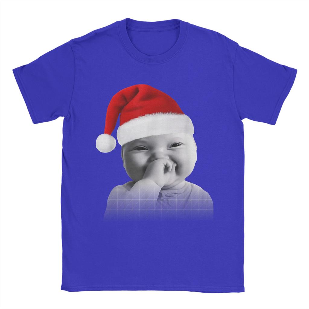 Funny Niche Baby Gen Z Meme Giggling AI Laughing Christmas T Shirt 100 Cotton TShirts For Men Tee Shirt Short Sleeve Top Tees