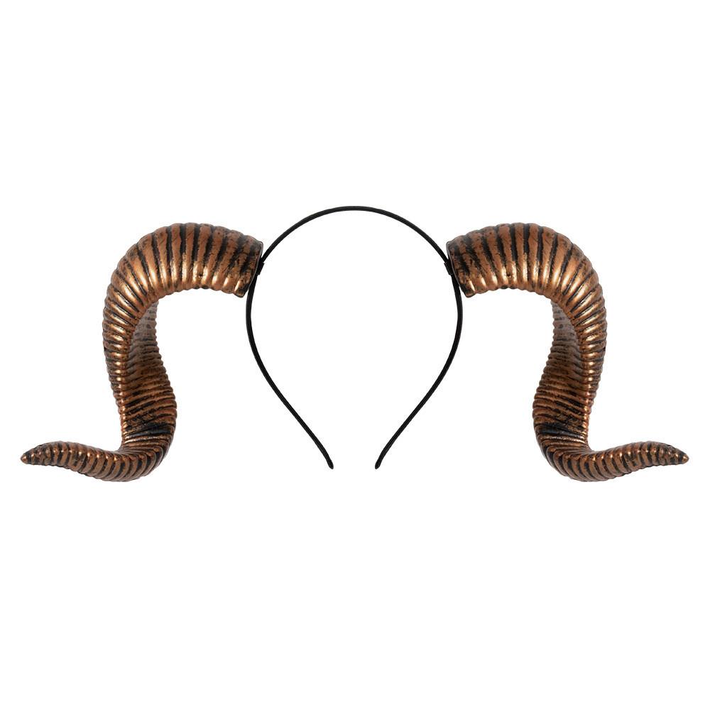 

Horn Curved Sheep Hair Band Cosplay Accessories Halloween Festival Gift Party коричневый