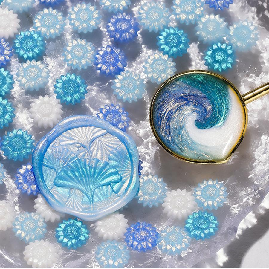 100 Stück/Beutel Aurora Sonnenblume Gemischte Farbe Siegelwachsperlen, für Hochzeitseinladungen, Briefumschläge, Wein-Geschenkverpackungen