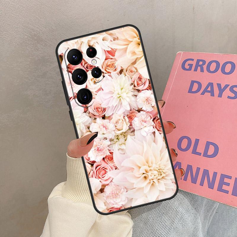 Pink Roses Bouquet Flowers Case For Samsung Galaxy S25 Ultra S20 S21 S22 S23 S24 Ultra S9 S10 Plus S25 FE Cover Coque