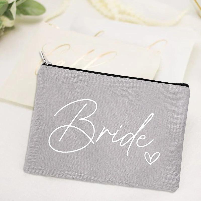 2023 Team Bride Printed Canvas Makeup Bag Bridesmaid Pocket Lipstick Wash Bag for Wedding Travel Lipstick Bags Storage Organizer