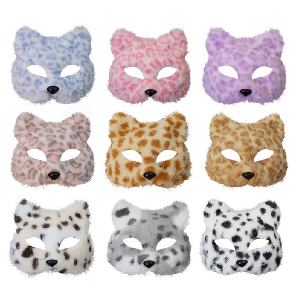 Cartoon Cat Plush Mask Realistic Masquerade Mask Simple Halloween Plush Mask Carnival Party