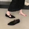 Mary Jane Single Shoes Flat Shoes Elegant Classic Retro Square Toe Comfortable Soft Shallow Cut Low Heel Women's Shoes