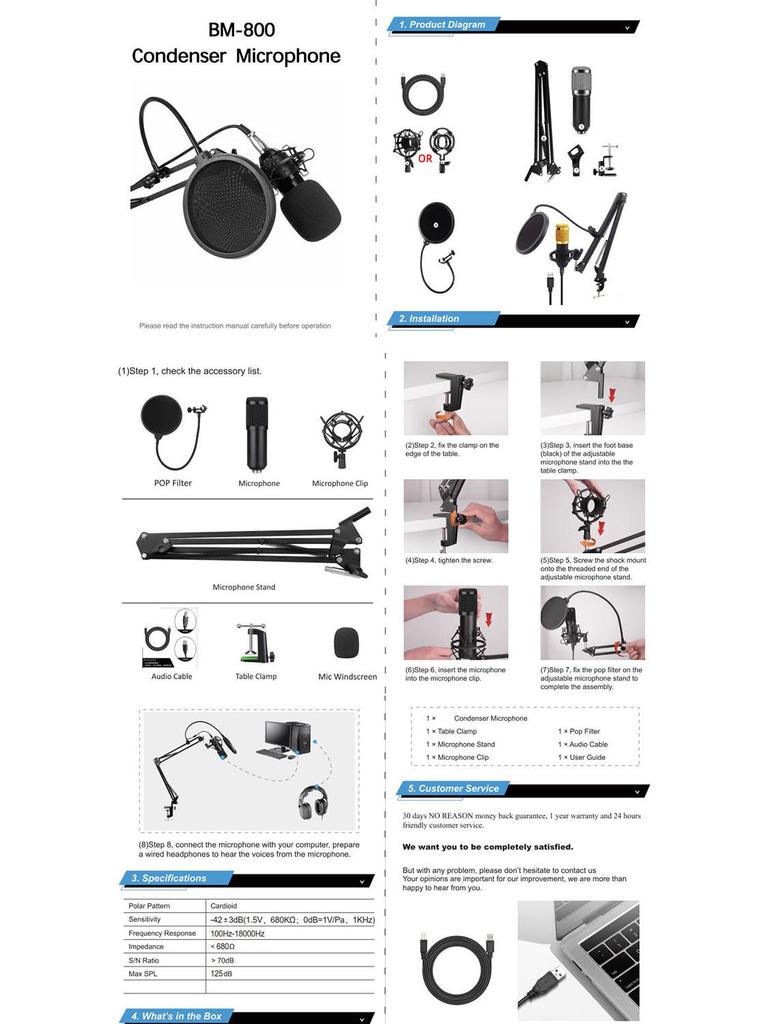 BM800 USB Condenser Microphone for Live Streaming, Mobile, and PC - Ideal for Network Anchoring and K-Song Recording