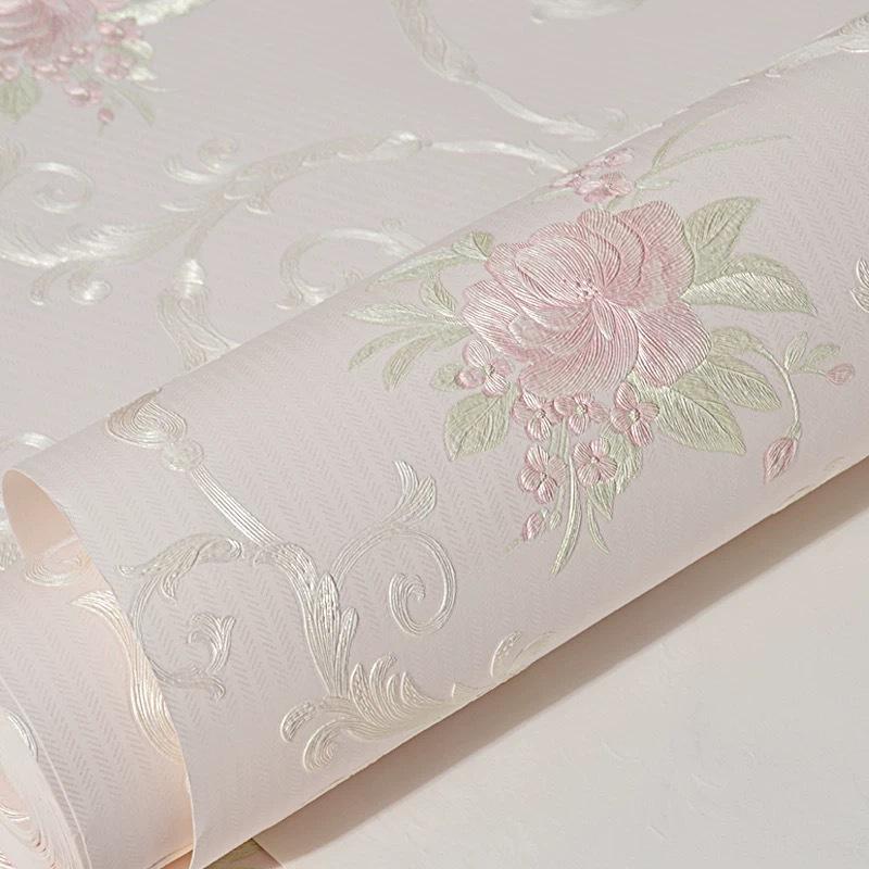 Self-adhesive Wallpaper 3D Three-dimensional European Non-woven Wallpaper Fine Pressure Thickened Bedroom Living Room Background Wall Sticker Warm