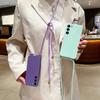 Crossbody Lanyard Soft Case For Samsung Galaxy S23 FE S25 Edge S24 Ultra A17 A54 A55 A56 A15 A16 5G Liquid Silicone Phone Cover