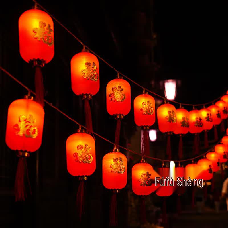 LED Solar Red Lantern