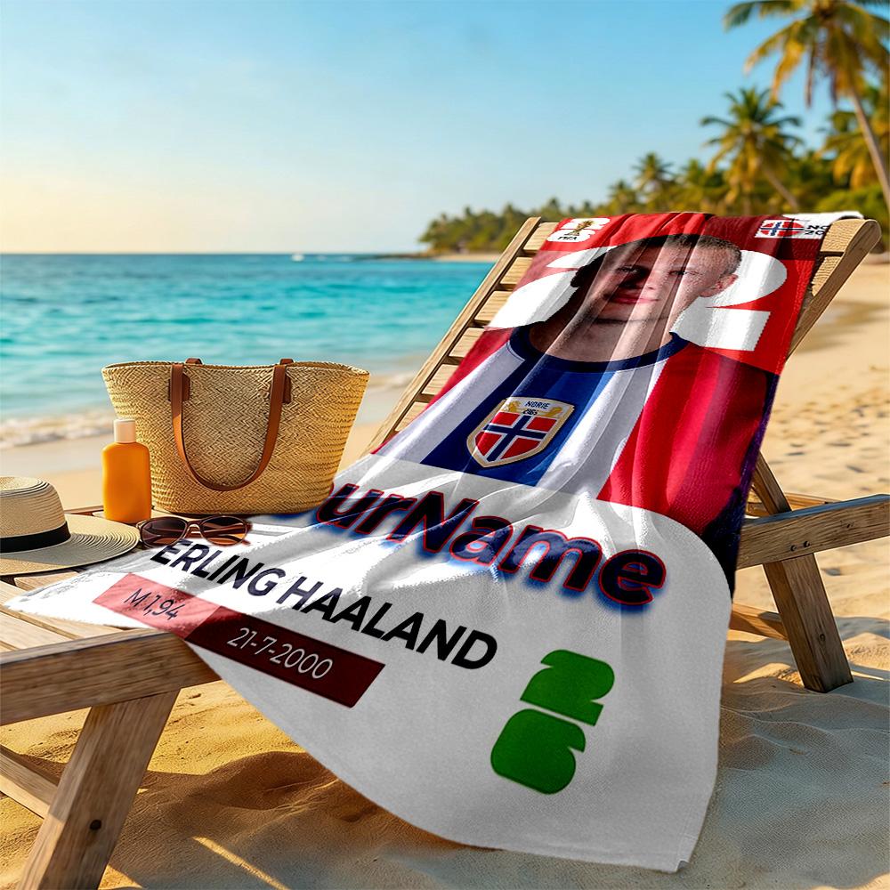 Haaland Personalized Name Beach Towel High Absorbency & Quick-Dry Ideal for Travel Outdoor Swim Pool Yoga Surf Camping Hiking Gym Gift Holiday