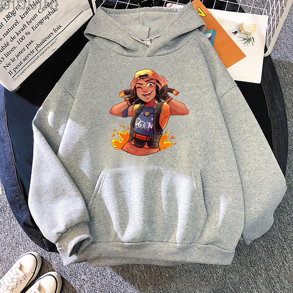 Cartoon Game Raze VALORANT Hoodies Men Streetwears Grunge Korean Hip Hop Autumn Winter Anime Loose Sweatshirts Women Boys Unisex