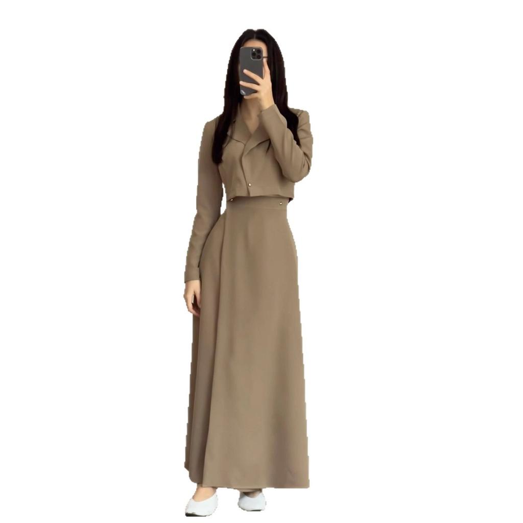 2025 cross-border European and American autumn new cardigan temperament blazer waist straight celebrity skirt women's clothing