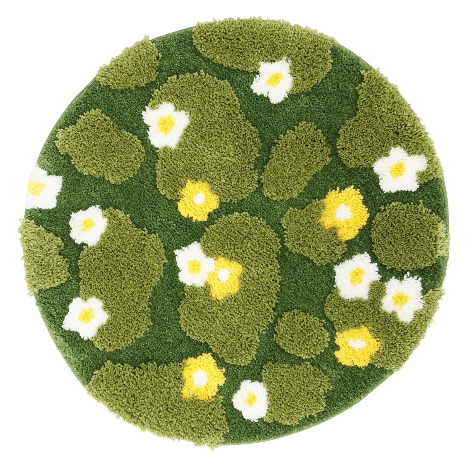 

Tufted Moss Bathroom Rug Absorbent Spring Daisy Floral Pattern Microfiber Bath Carpet Cute Nonslip Bath Mat Machine Washable