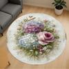 1pc Floral Bouquet Round Chair Mat Area Rug - Non-Slip, Floor Mat for Office, Bedroom, and Indoor Decor-1002308