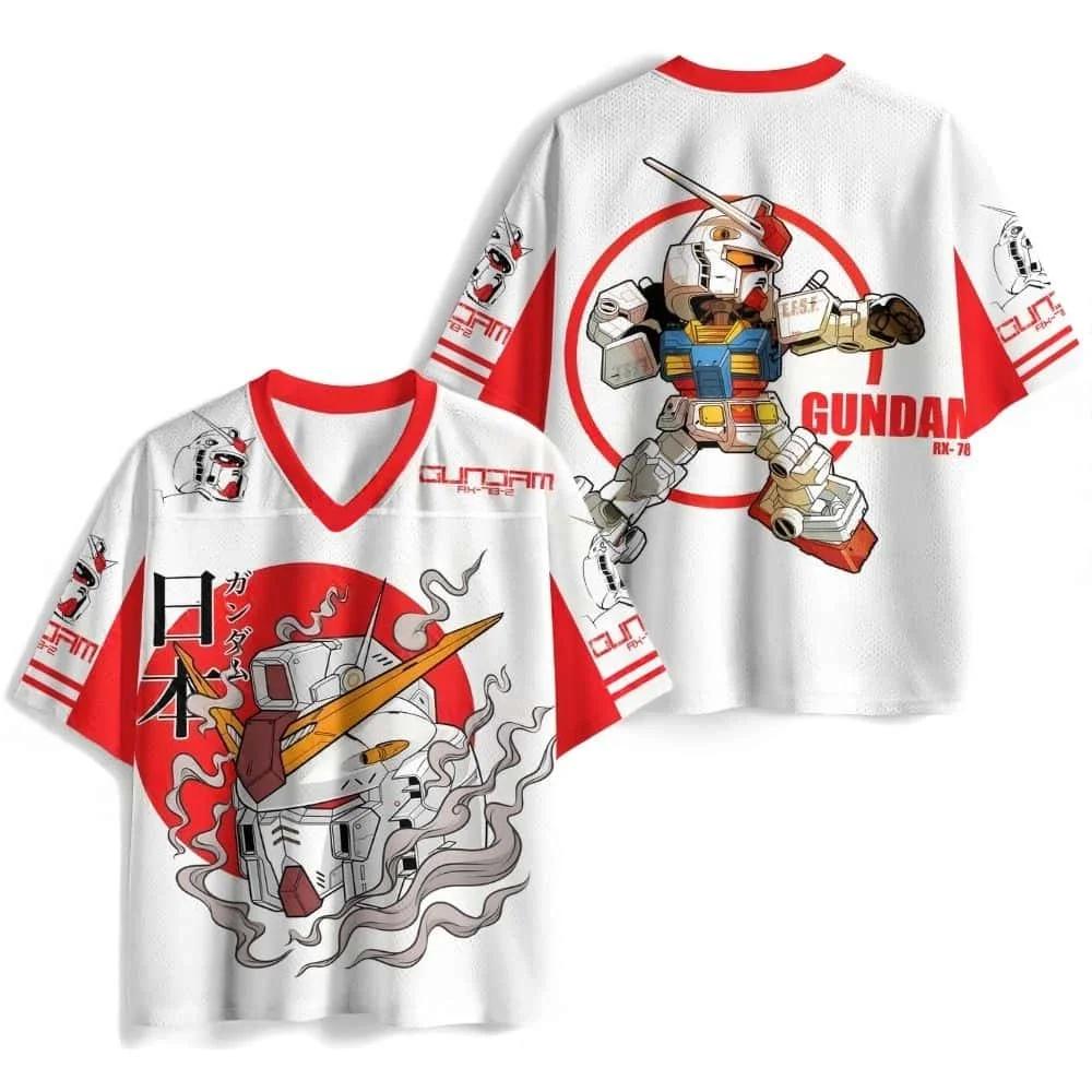 Fashion Anime Mech Warrior Gundam Print T-shirt Fans Summer Casual Breathable Tshirt 2XS