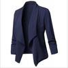 Women's Slim Fit Long Sleeve Solid Color Blazer Versatile Stretch Cuff Lapel Jacket For Office Wear, Elegant Career Open Front Coat For Commuting