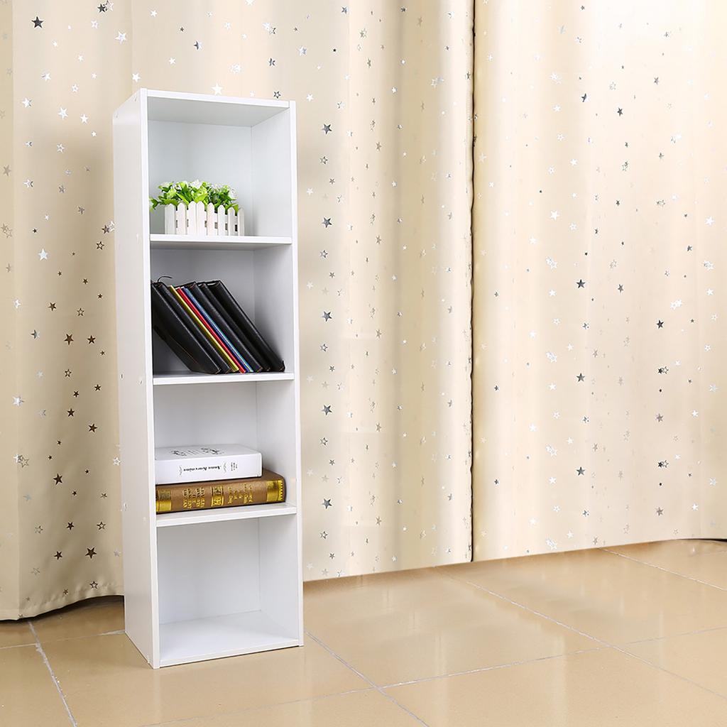 4 Shelf Bookcase Storage Bookshelf Wood Furniture Adjustable Book Shelving