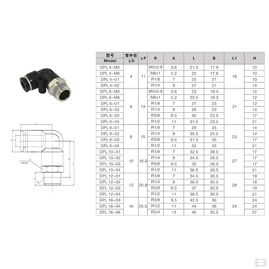 5 Pieces Universal Male Thread Elbow Connector 90 Degree Quick Coupler Fitting