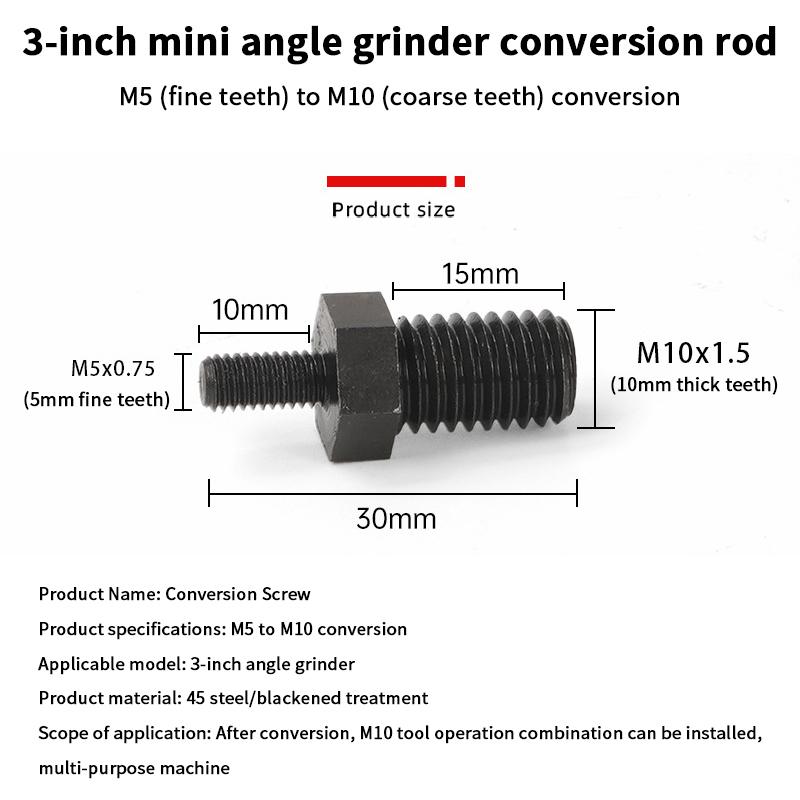Conversion Rod Angle Grinder Conversion M5 To M10/M14 To M10 Multi-functional 3-inch Hand Electric Drill